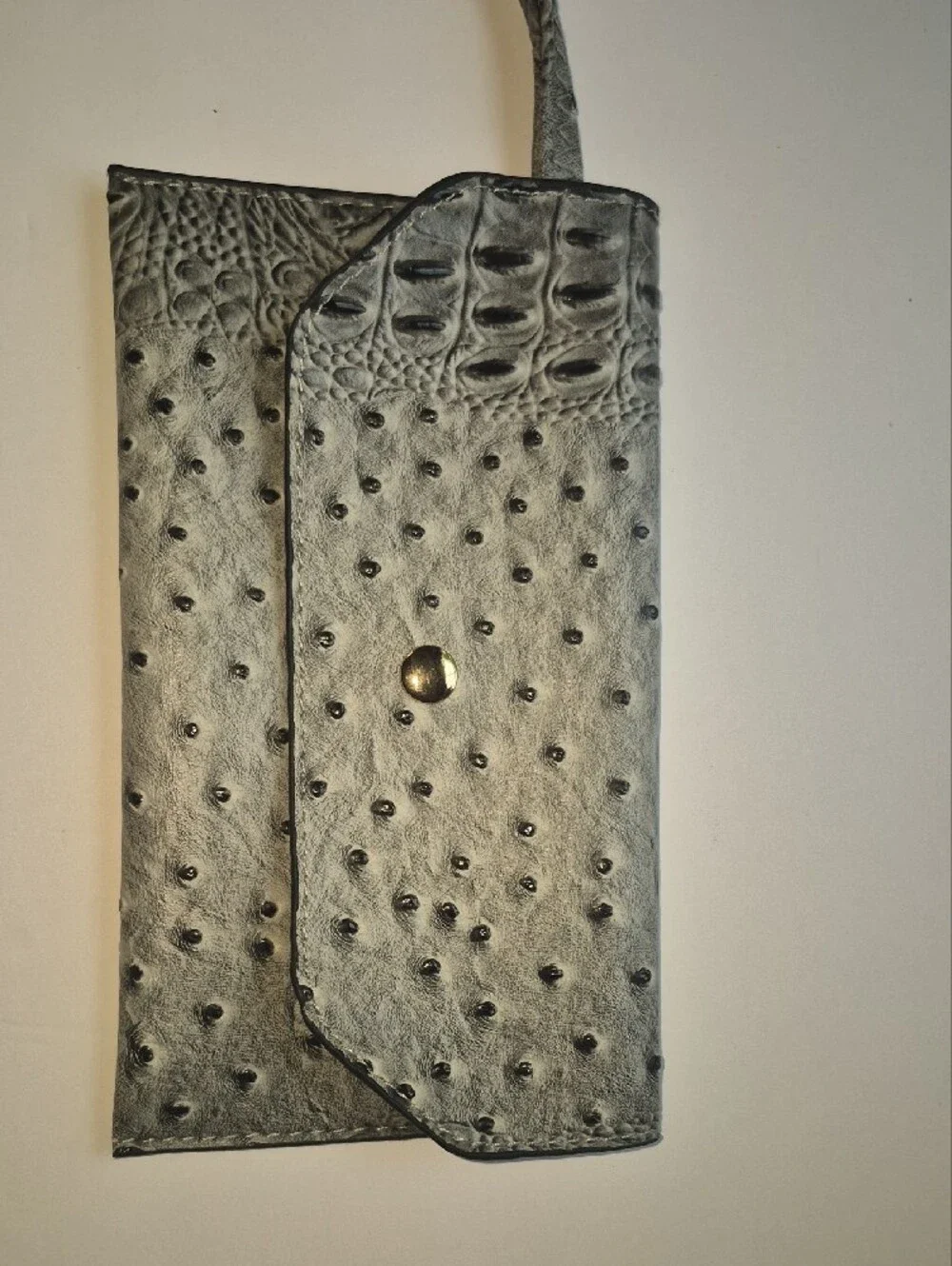 Gray Textured Wristlet Phone Wallet
